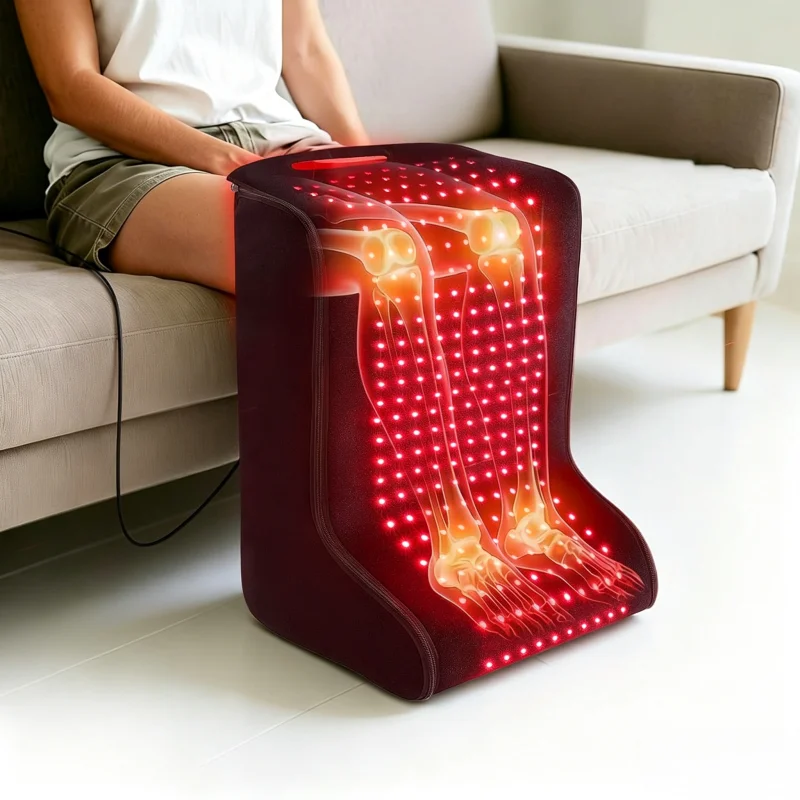 Adjustable Foot Red Light Therapy Boot with 450 LEDs 360° Coverage LED Light Therapy Device for Pain Relief & Recovery