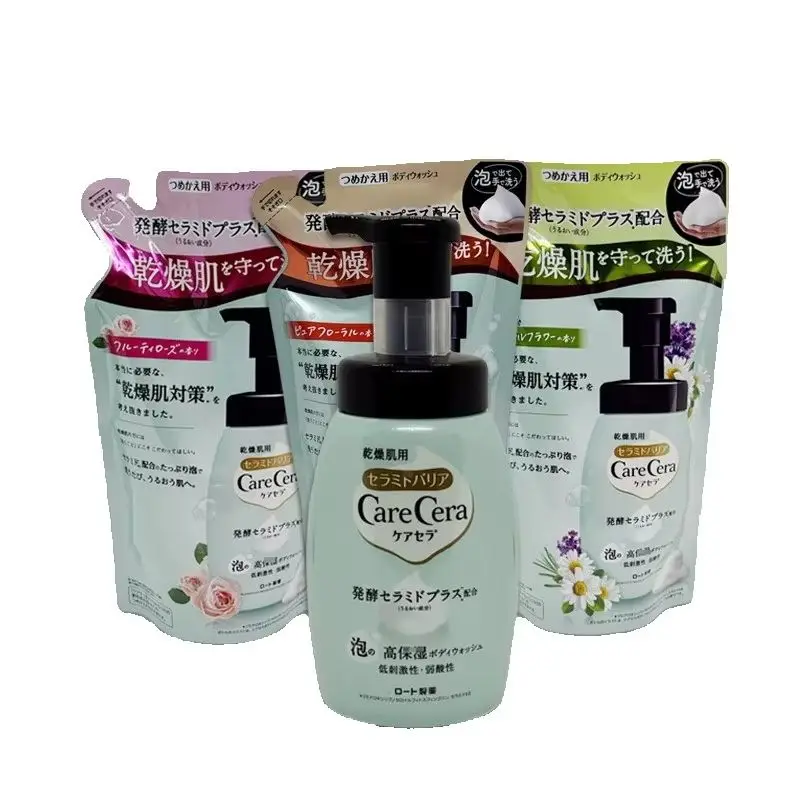 rohto-carecera-foam-body-wash-japanese-moisturizing-body-cleanser-450ml-bottle-385ml-refill-pack-daily-bath-care