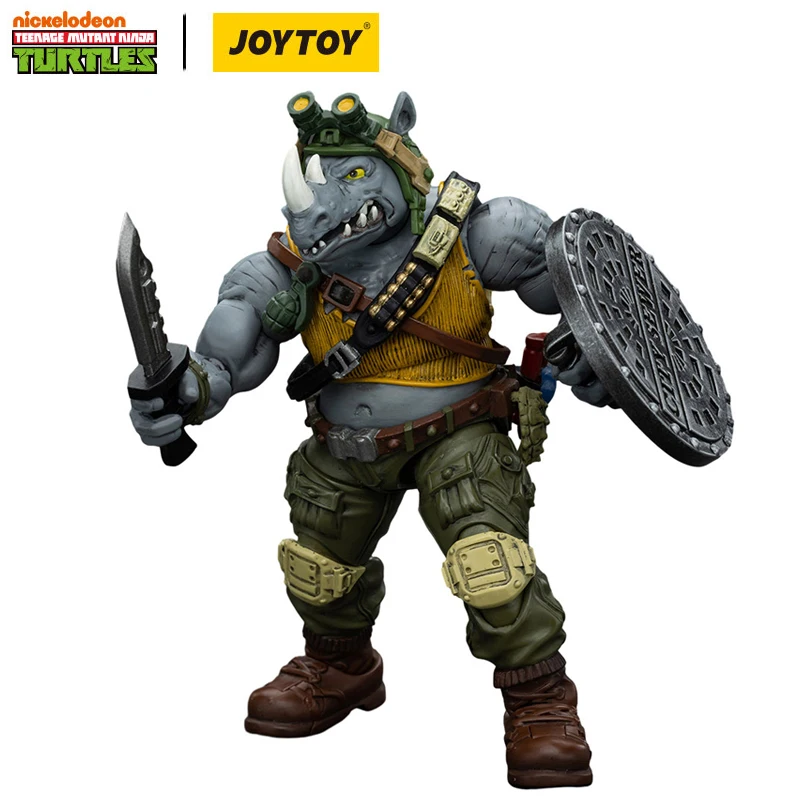 Teenage Mutant Ninja Turtles Original JOYTOY TMNT Rocksteady Action Figure 1/18 Genuíno Modelo Colecionável Boneca Ornamento Presente