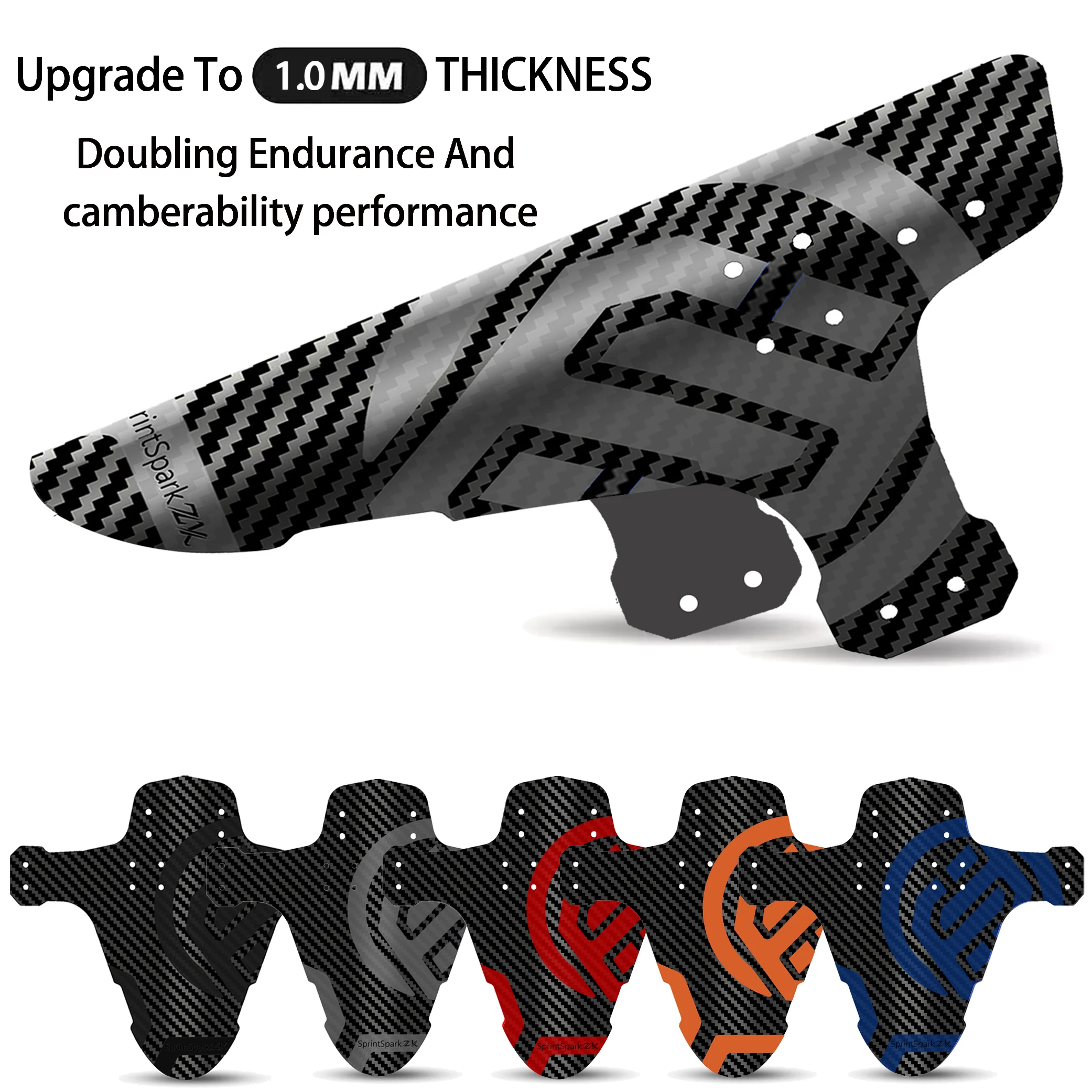 SprintSparkZ Upgraded Carbon Pattern Bicycle Fender Road Mountain Bike Mud Guard Front Rear Wheel Mudguard Ultralight MTB Fender - view 2