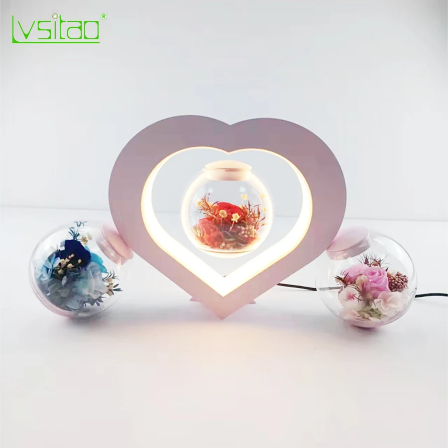 Lampe LED flottante magnétique avec haut-parleur Bluetooth sans fil, lampe à droiter, fleurs éternelles, lumières romantiques, cadeau de la fête de Léon, décoration