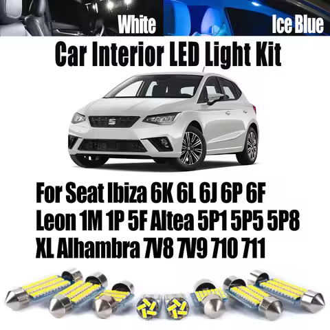 Canbus Car Bulb For Seat Ibiza 6K 6L 6J 6P 6F Leon 1M 1P 5F Altea 5P1 5P5 5P8 XL Alhambra 7V8 7V9 710 711 Interior LED Light Kit