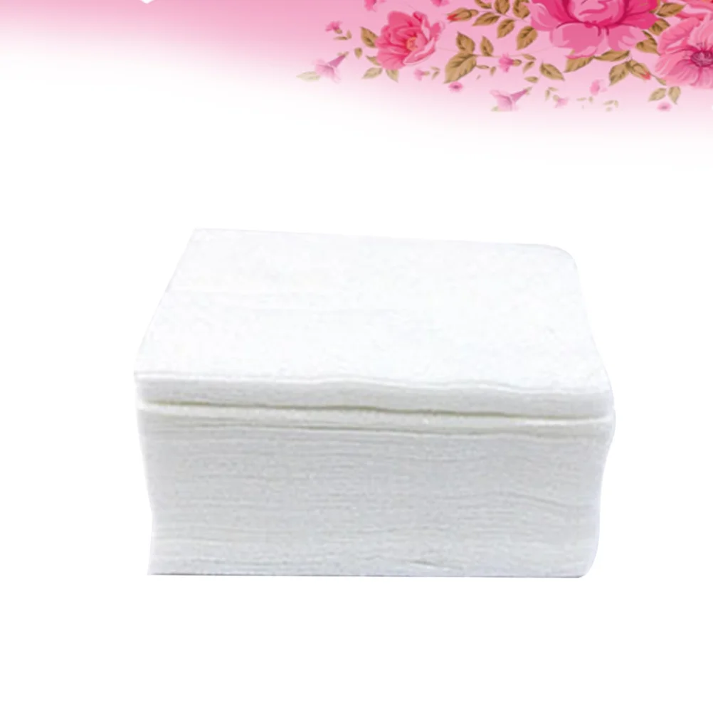 100Pcs Plastic Box Cotton Pads Thin Single Layer Makeup Remover Nail Polish Removal Pads 6x7cm White Cotton