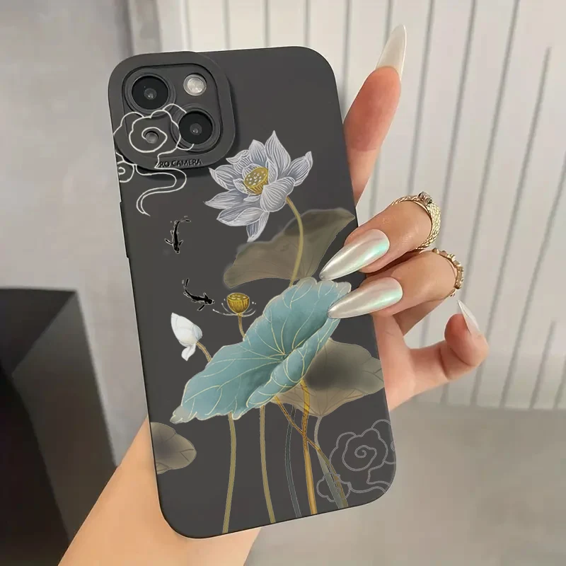 For Samsung A15 A35 A55 A14 A34 A54 A33 A53 Shockproof Blue Floral Pattern Phone Cover For Galaxy S24 Ultra S23 FE S22 Plus Case