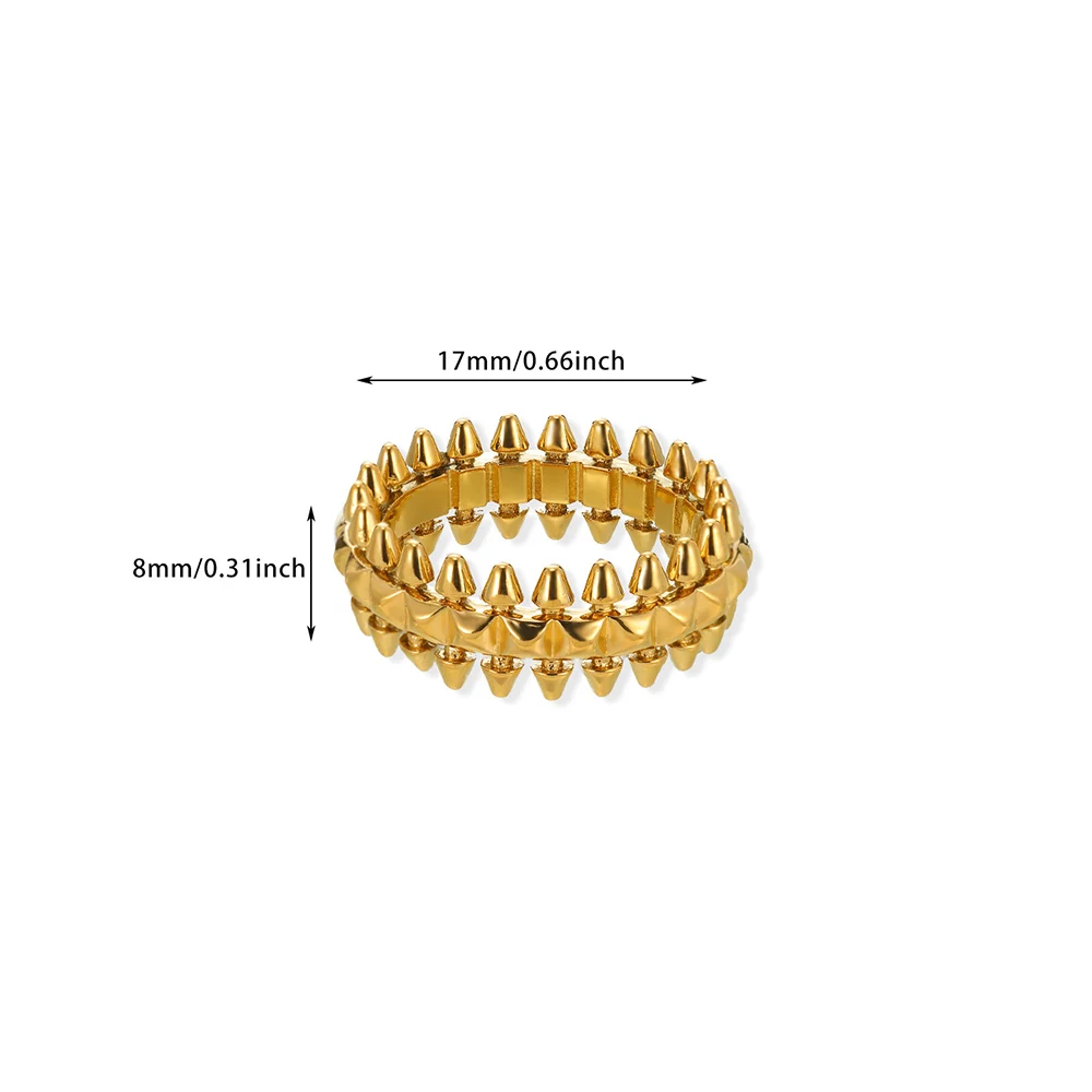 Vintage Bullet Rings for Women Gold Color Stainless Steel Geometric Rings Boho Jewelry Hip Hop Party Jewelry Gifts image 2