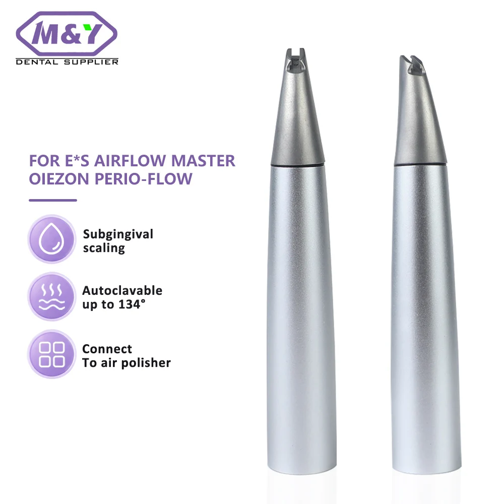 Dental subgingival air polisher handle autoclavable made of stainless steel compatible with EM*S desktop air polishers