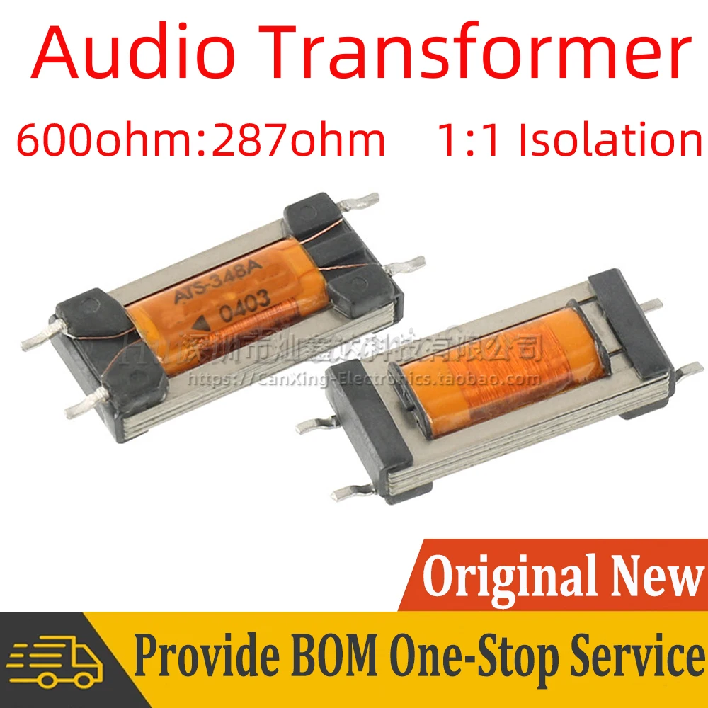 2pcs ATS-348A SMD Permalloy Audio Transformer Impedance 600 : 287 ohm 1:1 isolation Ni-Fe Transformer nickel steel Audio Signal