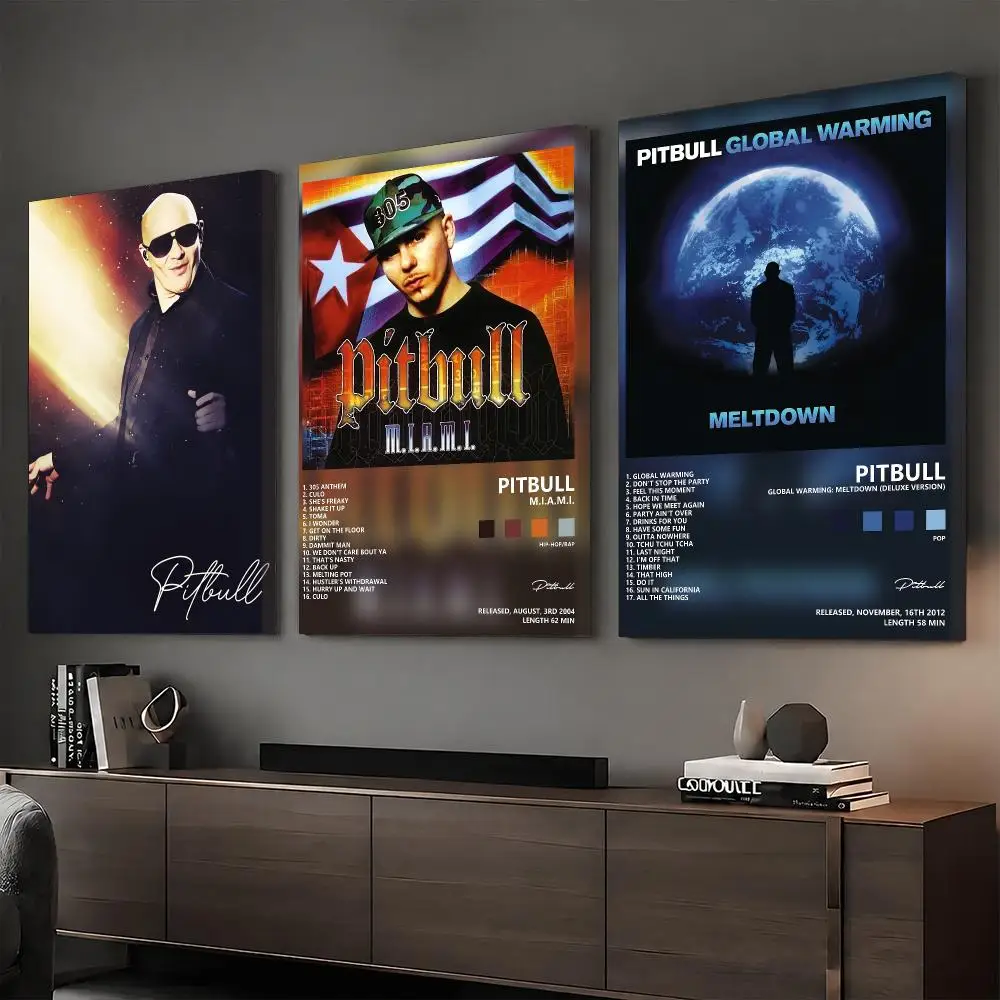 Rapper P-Pitbull Framed Wall Painting Vintage Framed Wall Art Poster Canvas Elegant Home Decor Painting