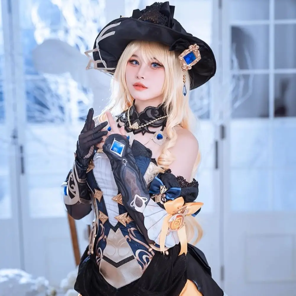 

Navia Cosplay Game Genshin Impact Costume Full Set With Hat Women Dress Uniform For Comic Con Party