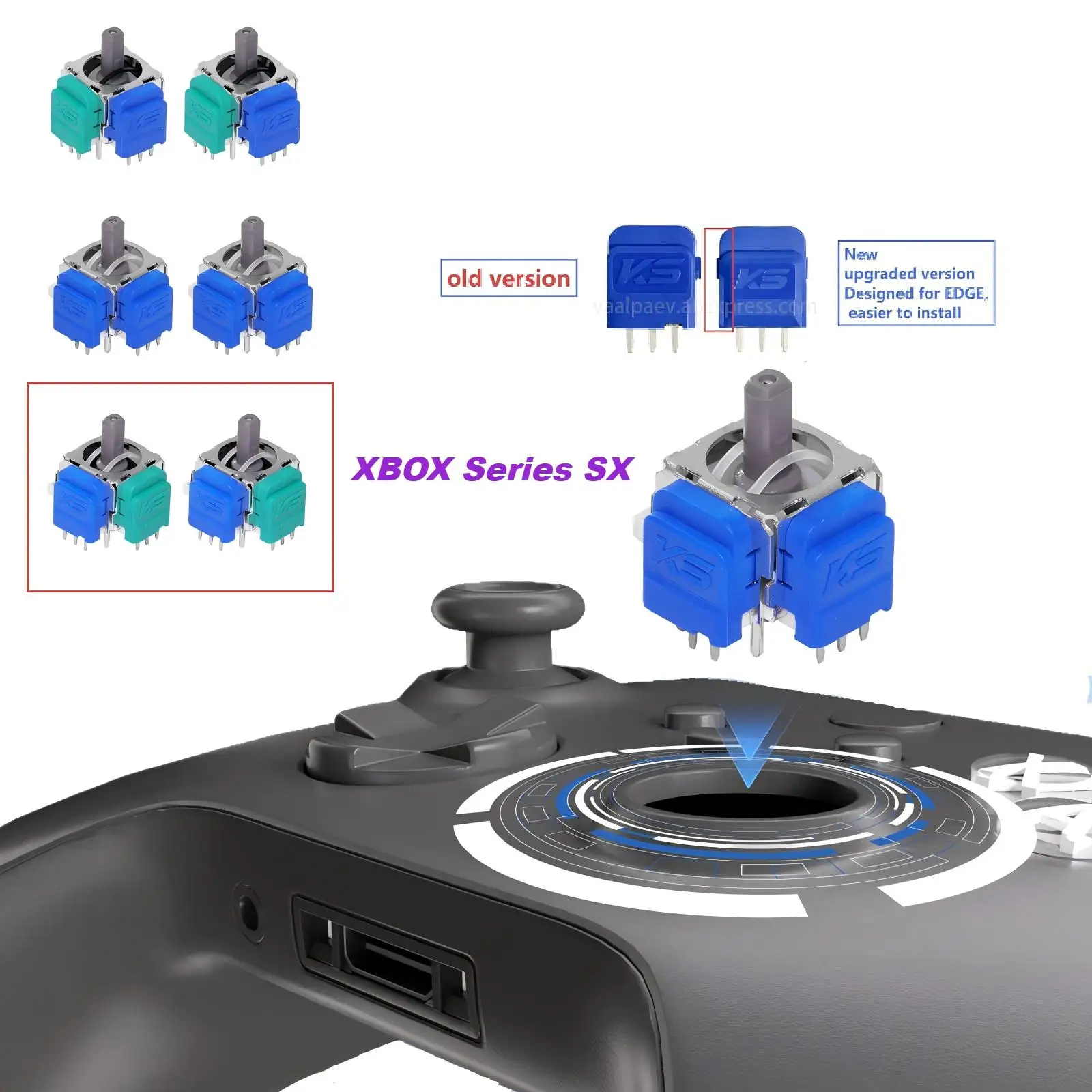 Für PS5 PS4 XBOX Serie Controller 3D Analog Thumbstick K-Silber JS13 PRO + TMR Joystick No-Drift Gamepad Ersatz Zubehör