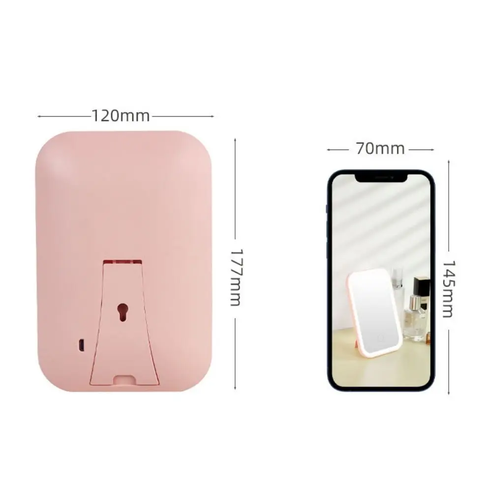 Nuovo touch screen Specchio per trucco a LED Specchio per toeletta pieghevole ricaricabile tramite USB 3 colori Modalità luce Specchio di bellezza portatile