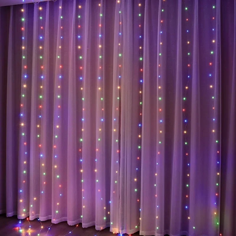 LED Fairy String Curtain Light 3/4/6M Christmas Lights 8 Mode Remote USB Festoon Christmas Decor For Home Holiday New Year Lamp