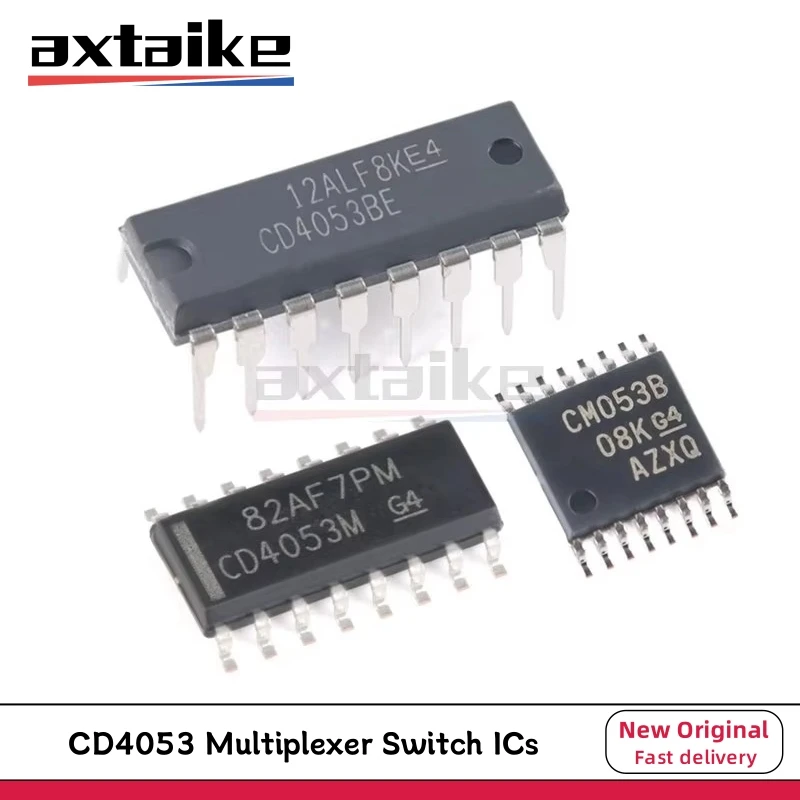 10PCS CD4053 CD4053BE DIP-16 CD4053BM96 CD4053BM SOP-16 CD4053BPWR CM053B TSSOP-16 SMD Multiplexer Switch ICs CMOS Triple 2Ch