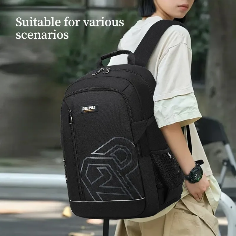 Middle School Students Schoolbags Boys Black School Satchels Large Capacity Travel Rucksack Waterproof Durable Book Bags