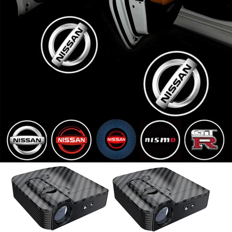 Luces de sombra de bienvenida para puerta Exterior de coche, Nissan Nismo GTR Logo Qashqai J10 x-trail T31 Kicks Navara Juke Leaf Micra Sentra