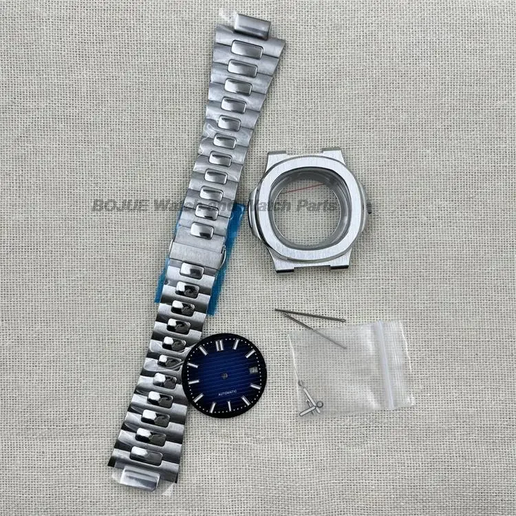 NH35 Case Strap 41mm Watch Accessories Luminous Dial Hands Stainless Steel for Nautilus NH35 NH36 Mechanical Movement MOD Parts