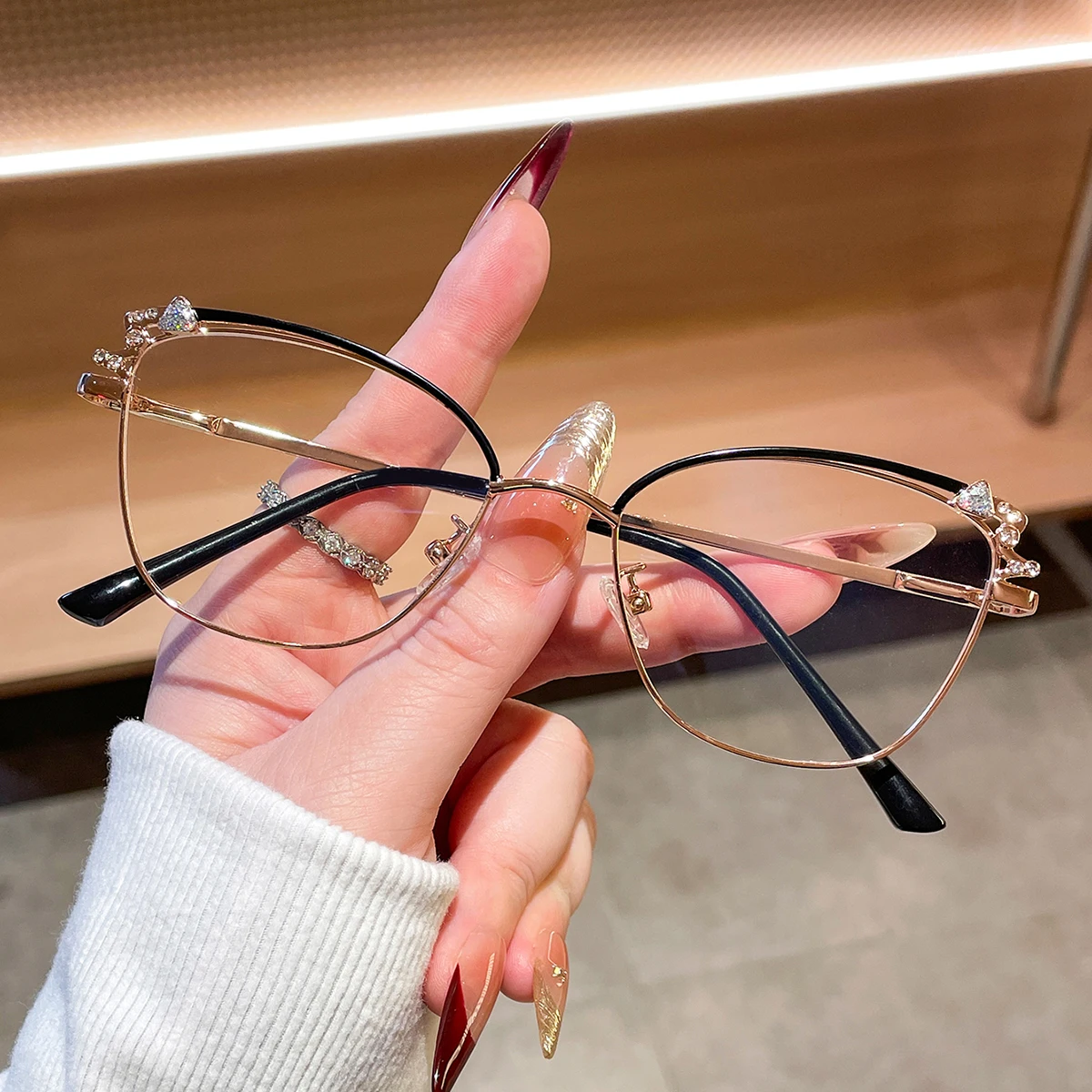 1Pc Women's Fashionable Plain Glasses, Elegant and Simple Style, Suitable for Office Use