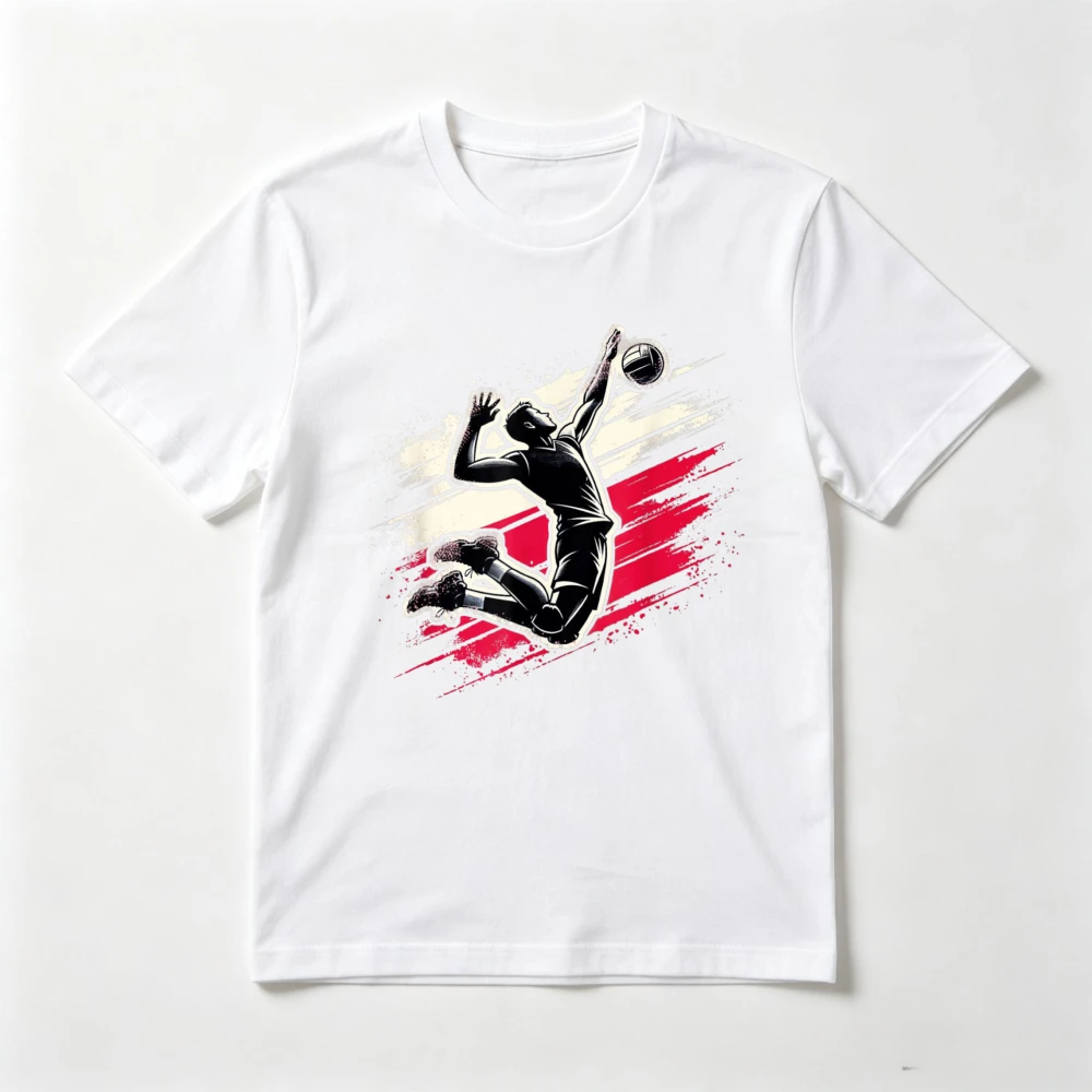 Retro Style Volleyball Player Smash Graphic Printed Sports T-Shirt Summer Short Sleeve O-neck Casual Fashion Loose Man Women Tee