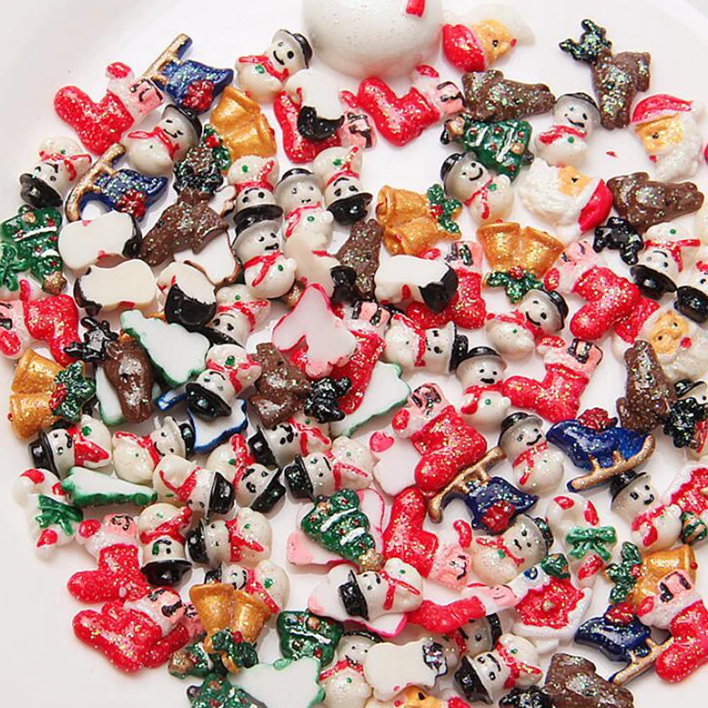

50pcs Christmas Art Beads Flatback Resin Decorations 3D Xmas Charms for Makeup Accessories