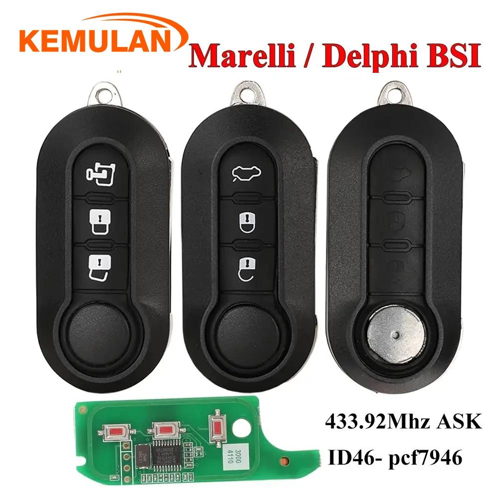 

Delphi Marelli Car Remote Key For Fiat MPV Bravo/Ducato 500 Doblo Qubo Grande Punto Citroen Jumper Peugeot Boxer 433.92 ID46