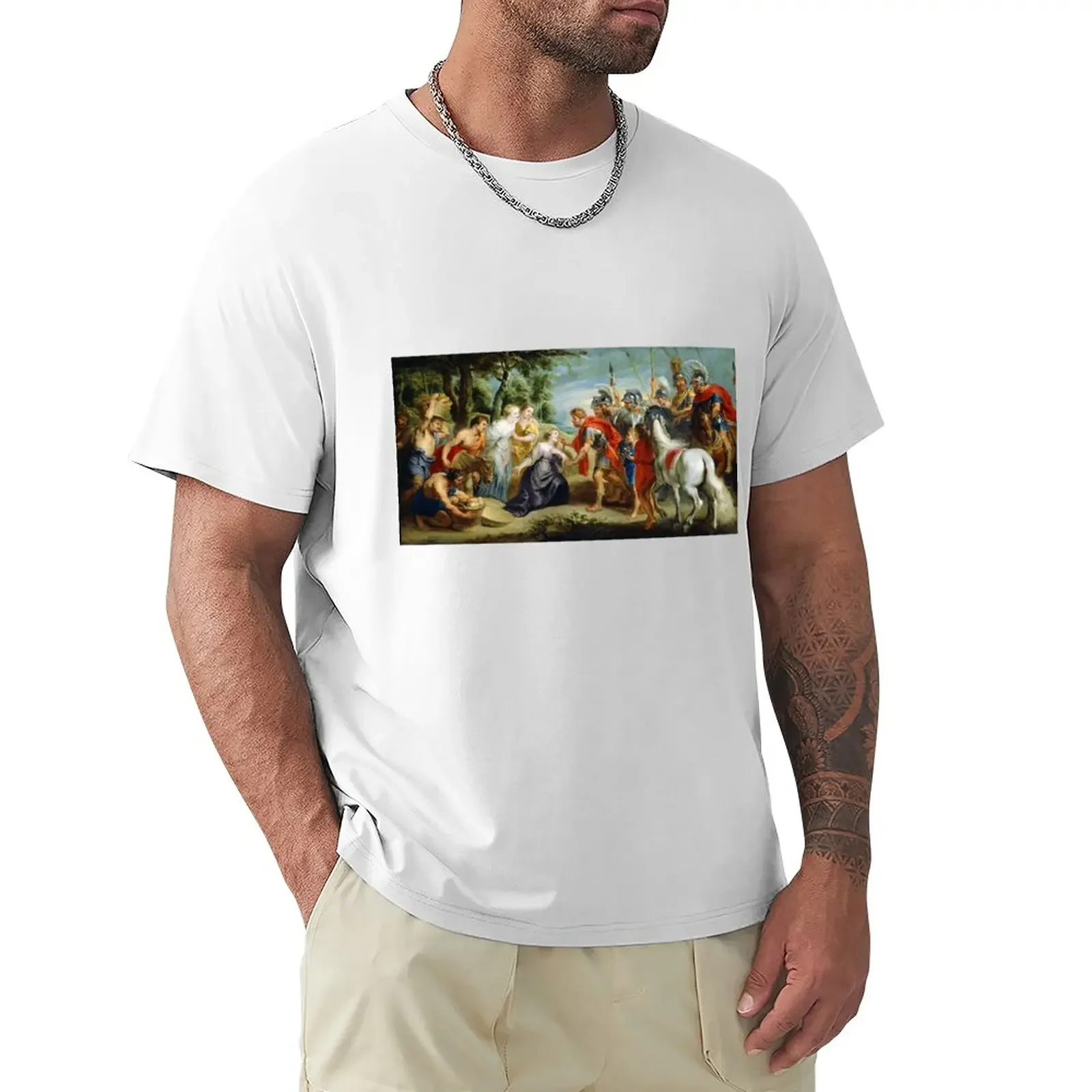 David Meeting Abigail by Peter Paul Rubens (c 1620) T-Shirt sports fans tops quick drying mens graphic t-shirts