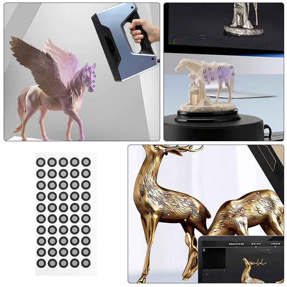 6Sheets 3D Scanner Reflective Marking Points High Reflectivity 0.15mm Thickness Positioning Targets for Accurate Scanning