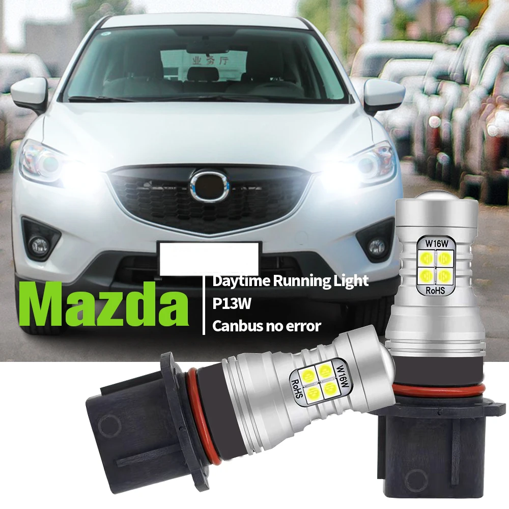 

2pcs LED Daytime Running Light P13W Canbus No Error DRL Bulb Lamp For Mazda CX-5 2013 2014 2015