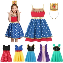 Casual Girl Dress Summer Sleeveless Sweet Dresses Anna Snow White Princess Vestidos Toddler Clothing Daily Outfits Fashion