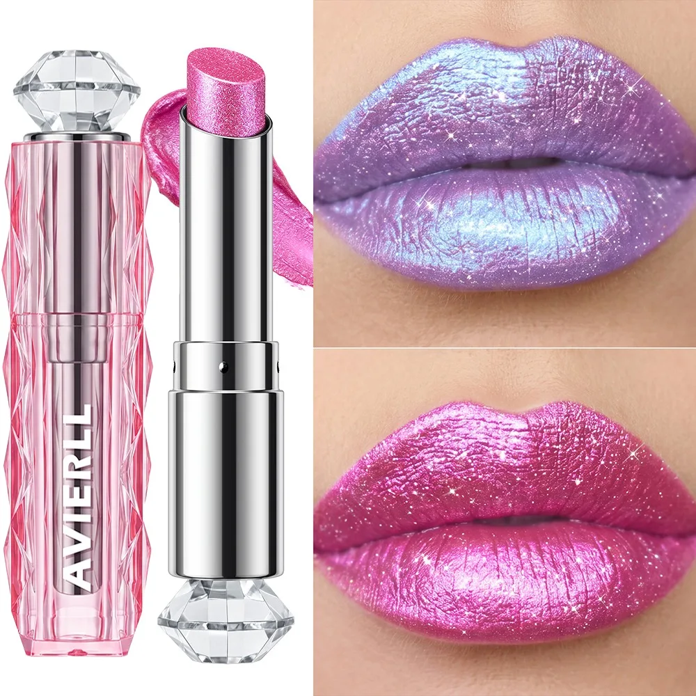 6 Farben Glitzer-Lippenstift, feuchtigkeitsspendend, rot, rosa, glitzernd, glänzende Lippenfarbe, hochpigmentierte Lippentönung, Lippen-Make-up mit metallischem Finish