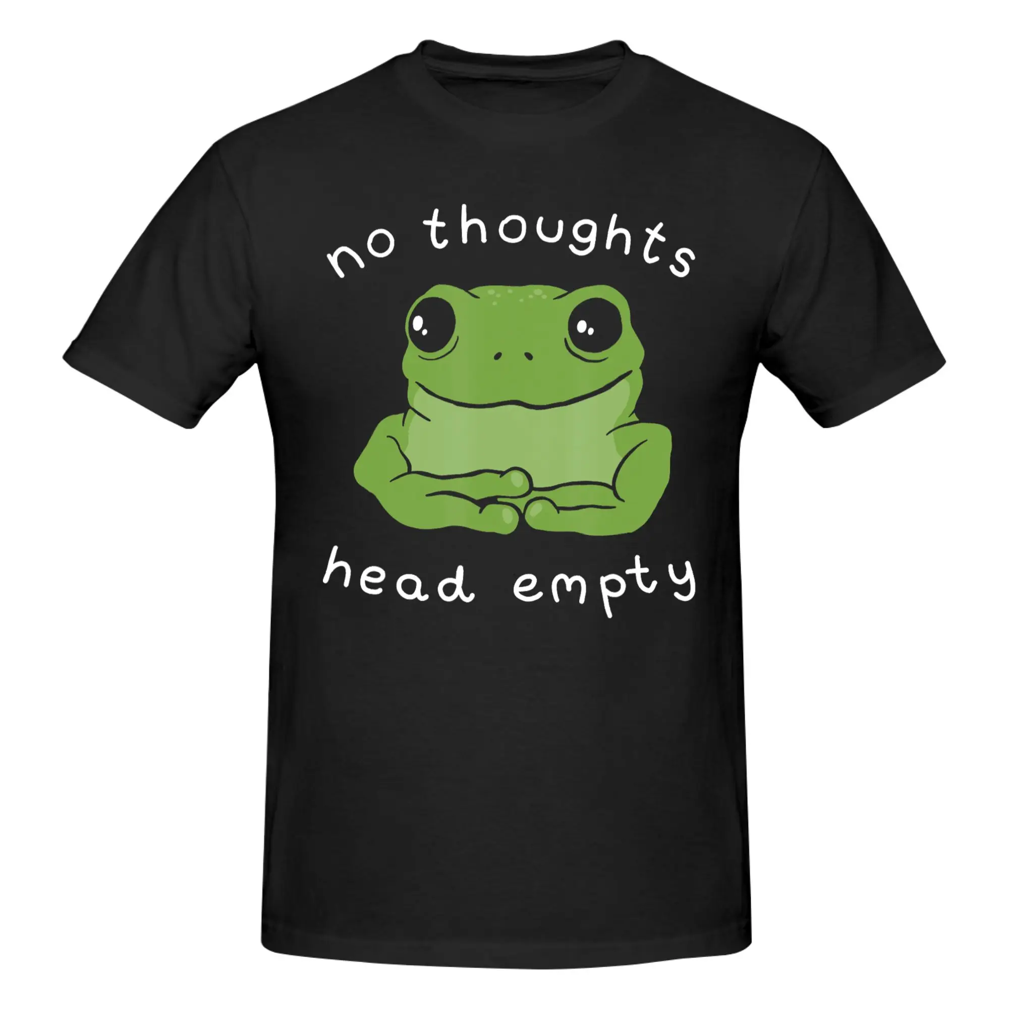 1 Piece No Thoughts Head Empty Graphic 100% Cotton T-Shirt Funny Frog Meme Tees Tops For Men
