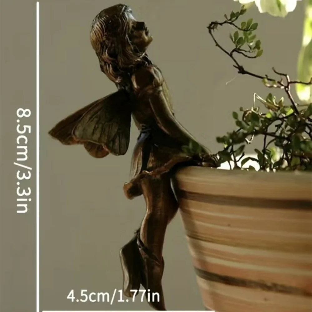 New Angel Girl Hanging Cup Resin Decoration Fairy Combination Flower Basket Edge Decoration Garden Design Fairy Pot Huggers