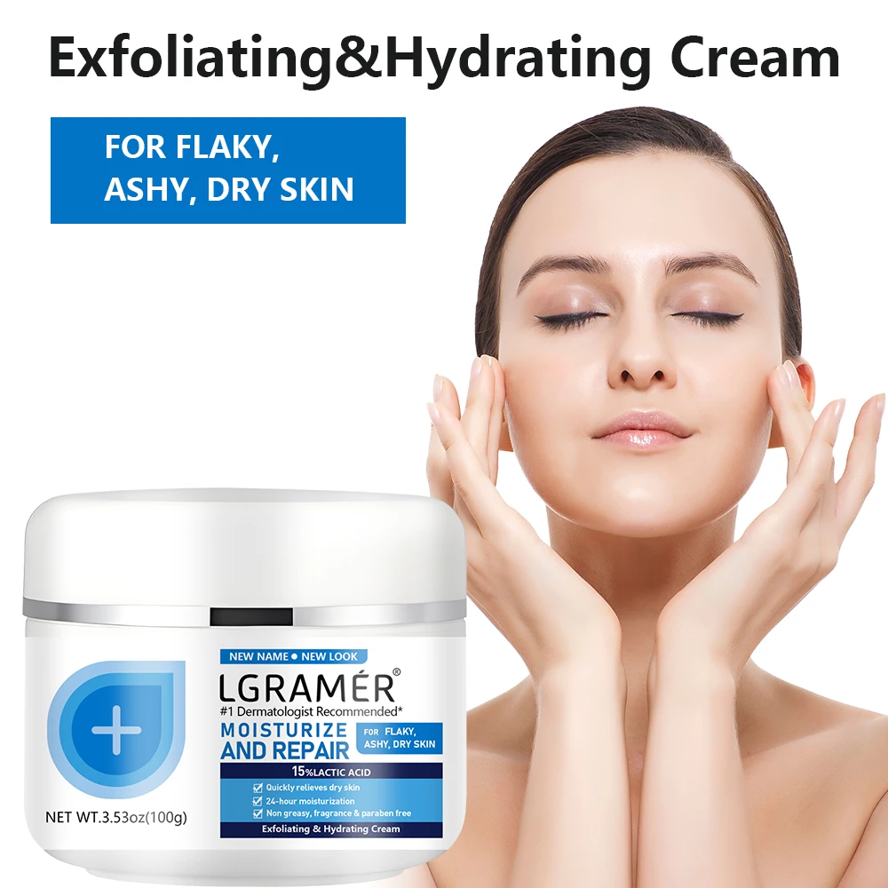 Crema facial hidratante exfoliante, regenera la piel, hidrata la barrera, mejora el nutritivo, sensible, cuidado de la piel seca y áspera