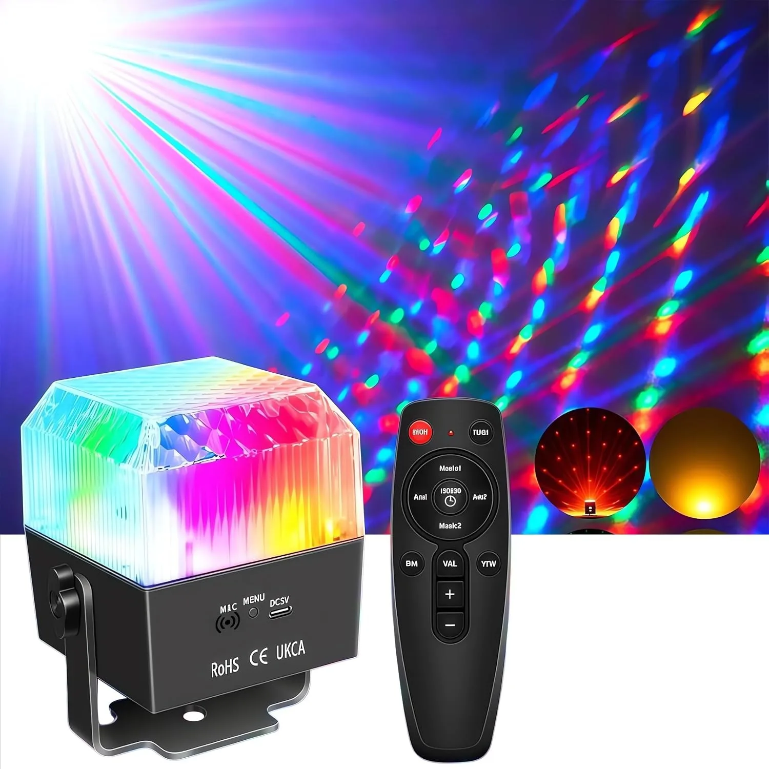 Mini Disco Ball Party Light with Remote Control, Sound-Activated Rgb Led Strobe Light, Suitable for Bedrooms, Birthday Parties, Family Gatherings, Children's Rooms, and Holiday Settings