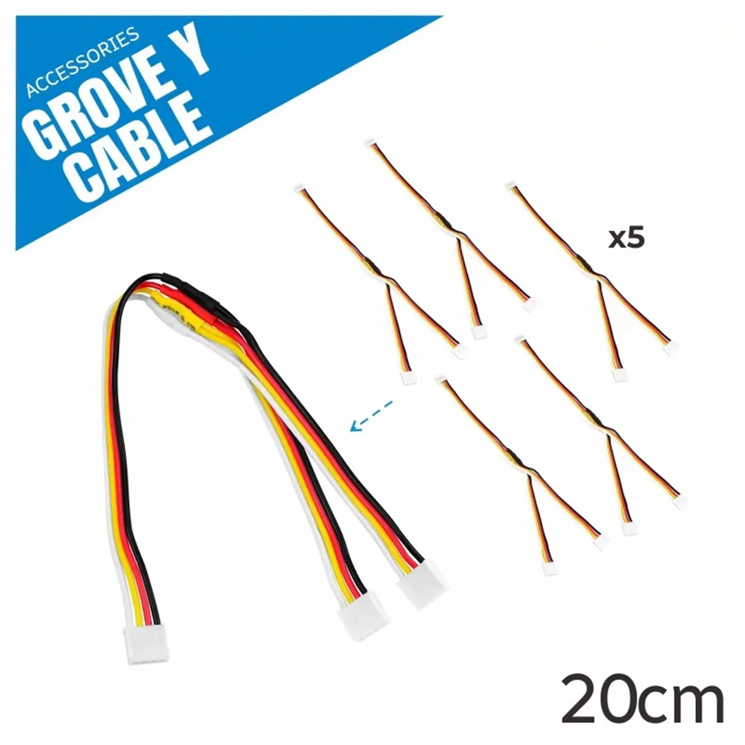 Official M5Stack GroveY Cable, 1-to-2 Grove Connector Cable, 20cm, Pack of 5
