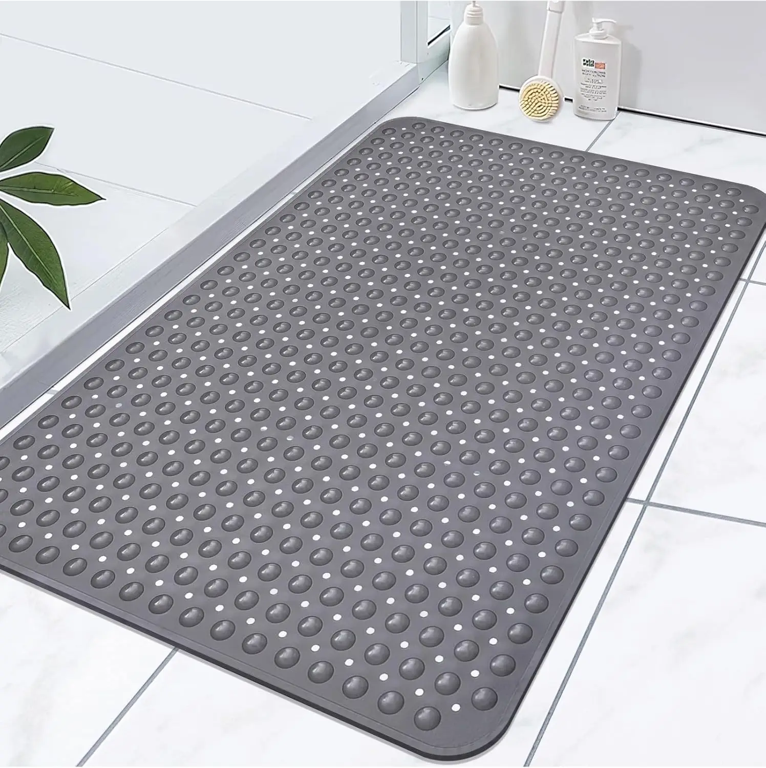 

Extra Large Shower Mat, 47.2 x 31.5 Inch Non Slip Shower Mats for Inside Shower with Drain Hole and Suction Cups, Sof