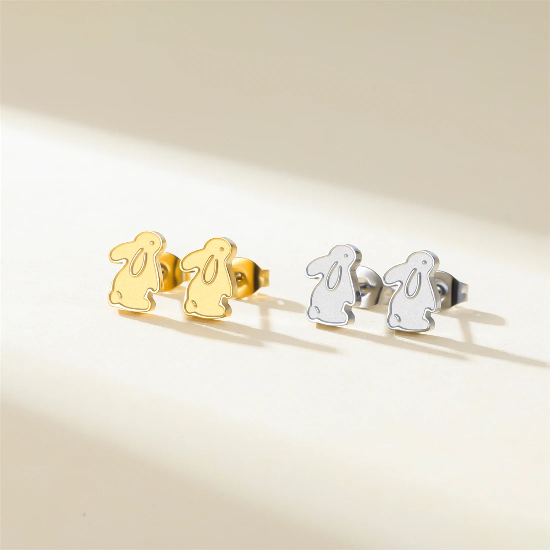 Eueavan Niedliche Kleine Hasen-Ohrstecker aus Edelstahl, Liebliche Tier-Ohrringe für Damen, Party-Schmuck, Geschenk, Großhandel – Detail 6
