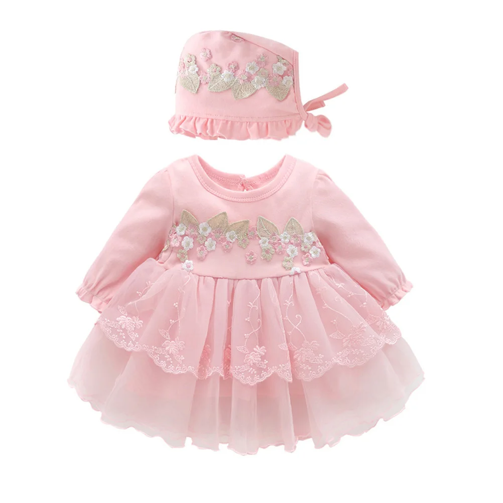 

3pcs Cute Baby Girl Princess Dress Premium Cotton Party Costume Tutu Skirt For Birthday Stage Performance 0-3 Months Pink
