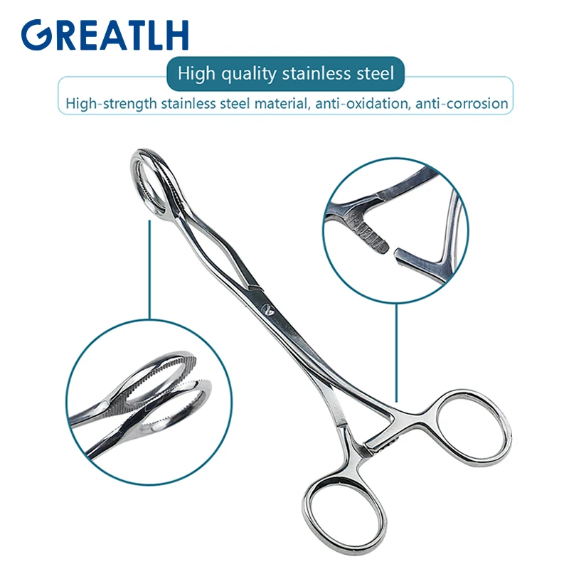 Stainless Steel Tongue Forceps Clinic Pliers Open Clip Tongue Pliers First Aid Mouthpiece Sponge Clamp orthopedic Instruments