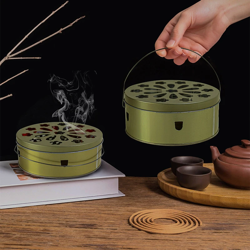 Mosquito-Repellent Fireproof Mosquito-Repellent Household With Cover Wrought Iron Sandalwood Mosquito Incense Burner