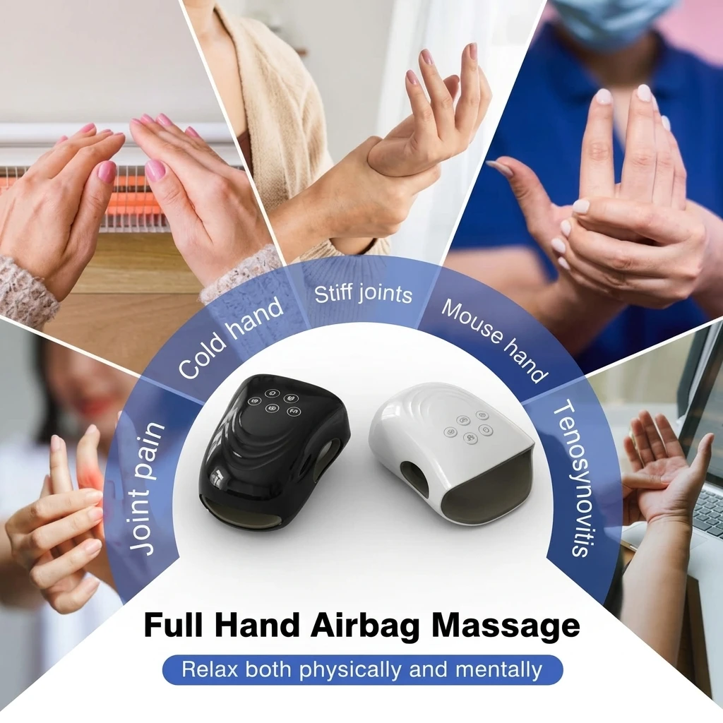HAND MASSAGER IN 3 MODES WITH HEAT AND COMPRESSION(BLACK)