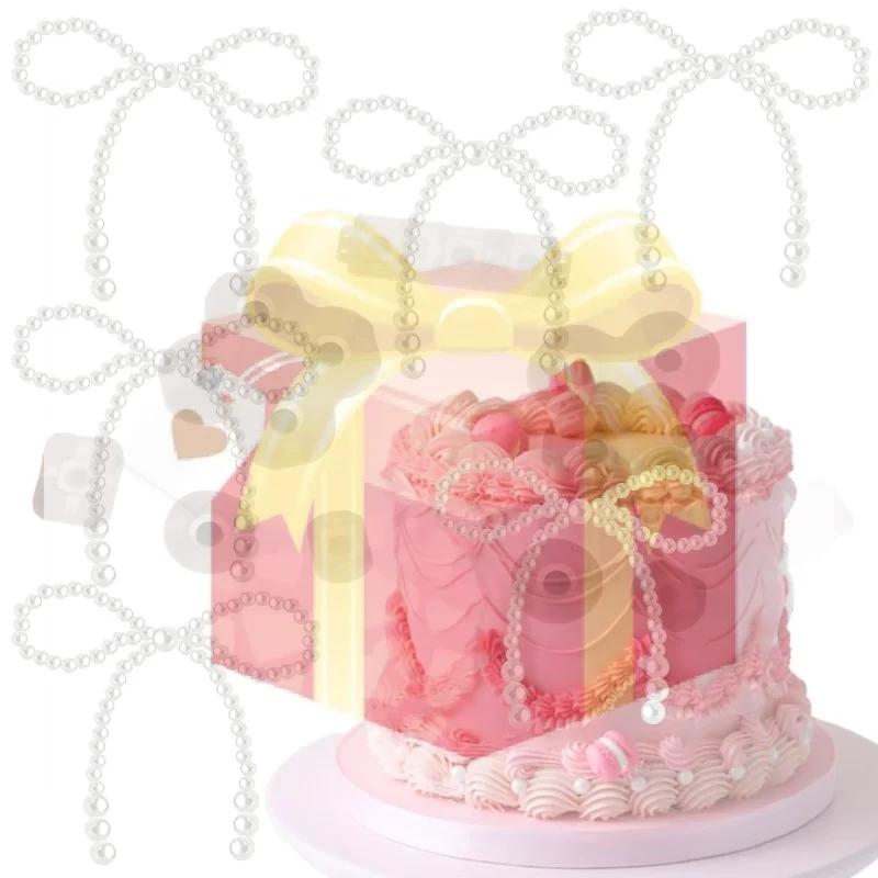【HG】5/10PCS Pearl Bow Cake Decoration, Suitable For Single Party, Birthday, Baptism, Wedding, Princess Themed Party Decoration