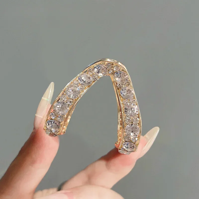 Rhinestone Mini klips do kucyka kobiety dziewczęta mała moda zapobiegająca opadaniu metalowy wysoki kucyk pazur do włosów nakrycie głowy akcesoria do włosów