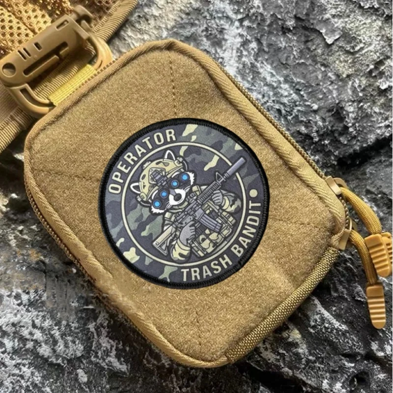 Operator Trash Bandit Raccoon Patch Printed Tactical Morale Badge Hook and Loop Backpack Clothing Accessory Sticker Armband