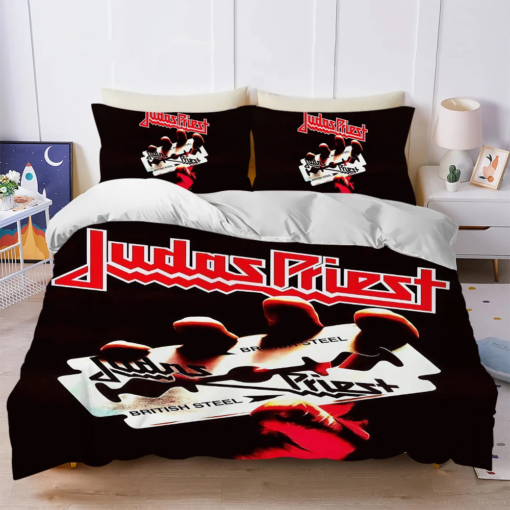 J-Judas Band P-Priest Duvet Cover Set Soft Wash Bed 3 Piece Summer Comfortable Student Dormitory Home Baby Bedding Best seller