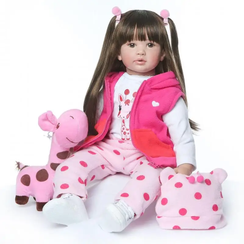 60Cm Soft Silicone Fashion Cute Simulation Rebirth Longhair Baby Doll Kids Girl Children Birthday Surprise Gift Educational Toy