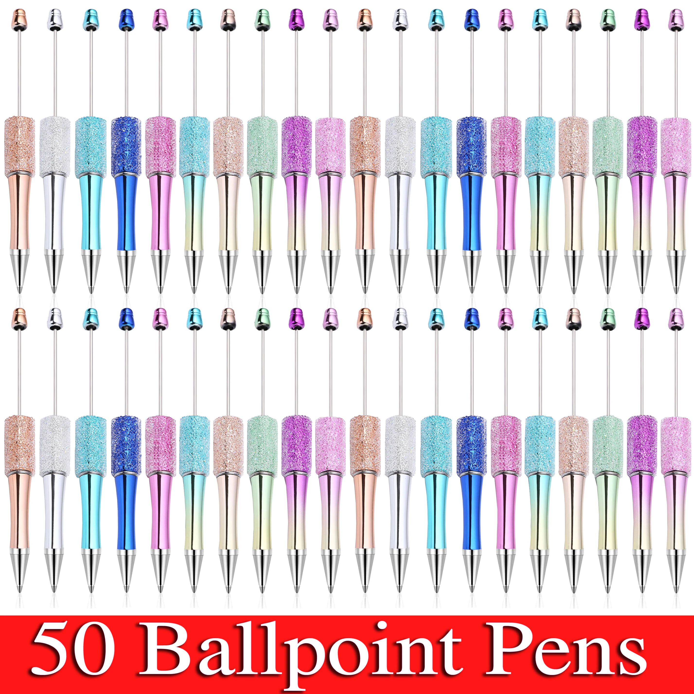 50PCS Wholesale Full Star Beaded Pen Creative DIY Handmade Sticker Set Diamond Beaded Ballpoint Pens