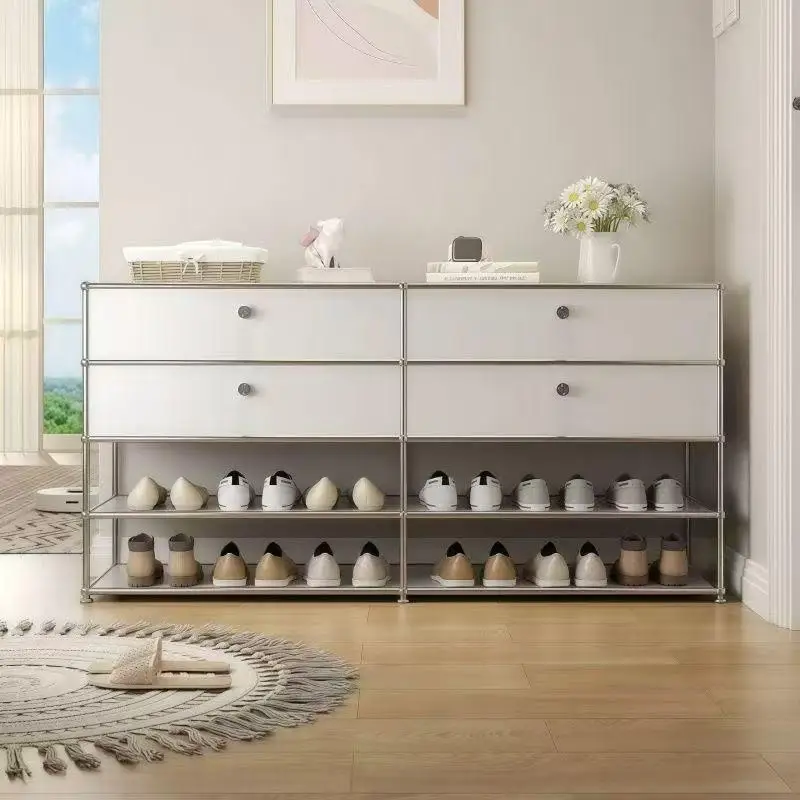 Medieval shoe cabinet household stainless steel locker simple module advanced modern light luxury drawer