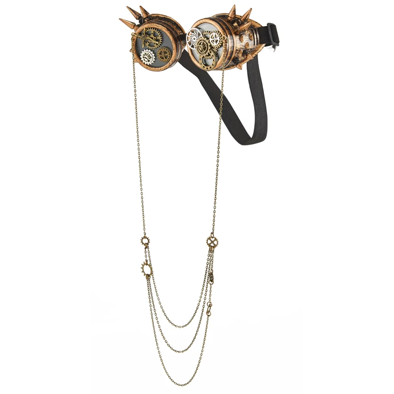 

Готические викторианские очки в стиле стимпанк, очки с заклепками, панк, шестерни для косплея, очки для сварки стекла с цепями, ретро-декоры для вечеринок