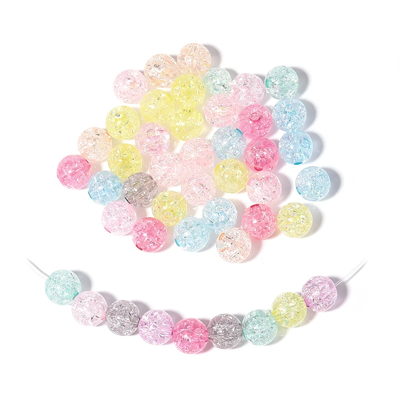 50-100 Teile/los 6 8 10 12mm Runde Crackle Perlen Lose Spacer Acryl Perlen Für Schmuck Machen charme Perlen DIY Armband Halskette