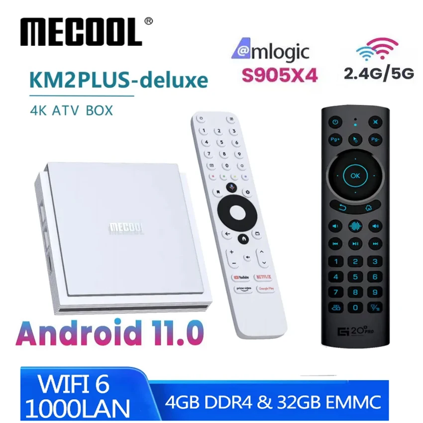 MECOOL KM2 Plus Deluxe Android 11.0 TV Box 4K Amlogic S905X4 4G 32G  2.4G 5G WiFi BT Media Player x vs x96 x10 h96 max v58